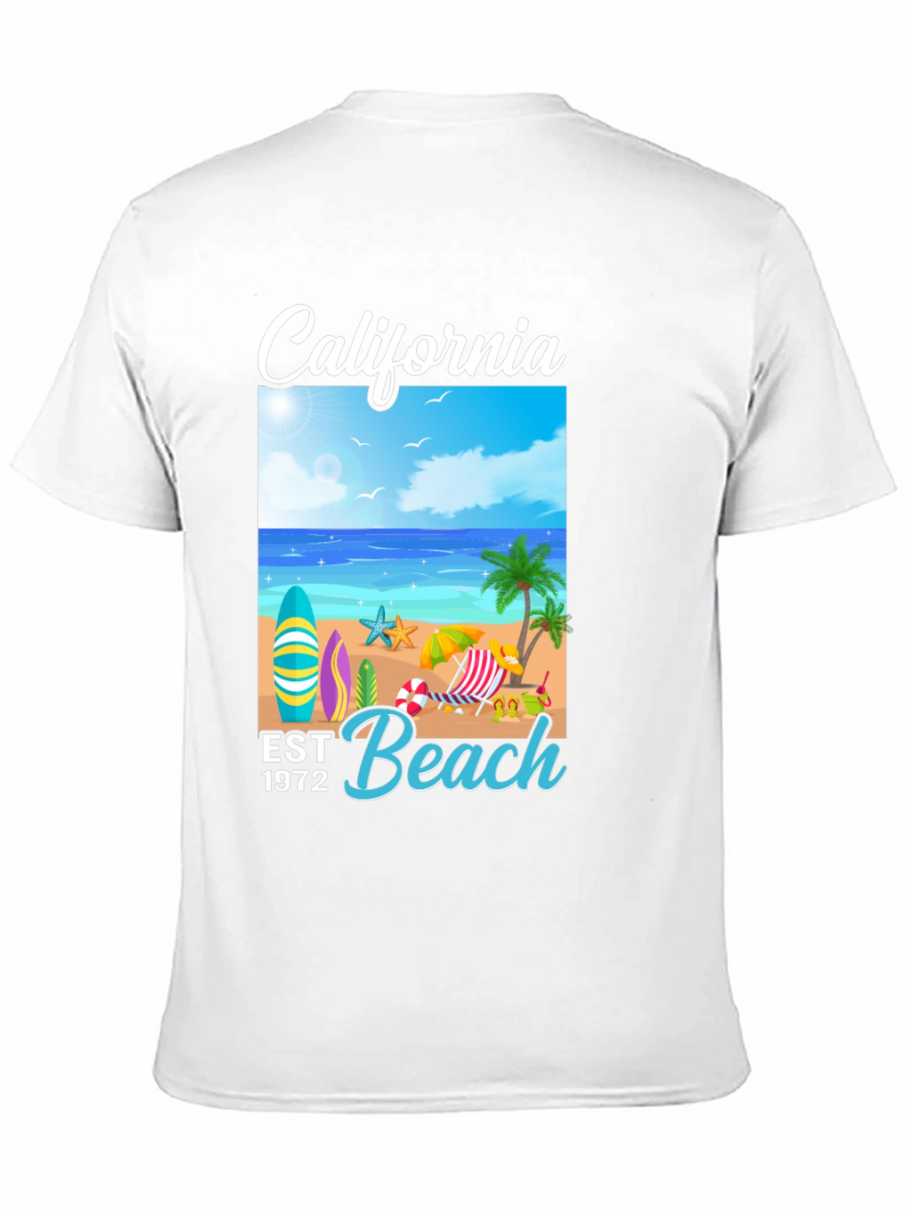 California Beach T-Shirt: Est 1972 Surf Design