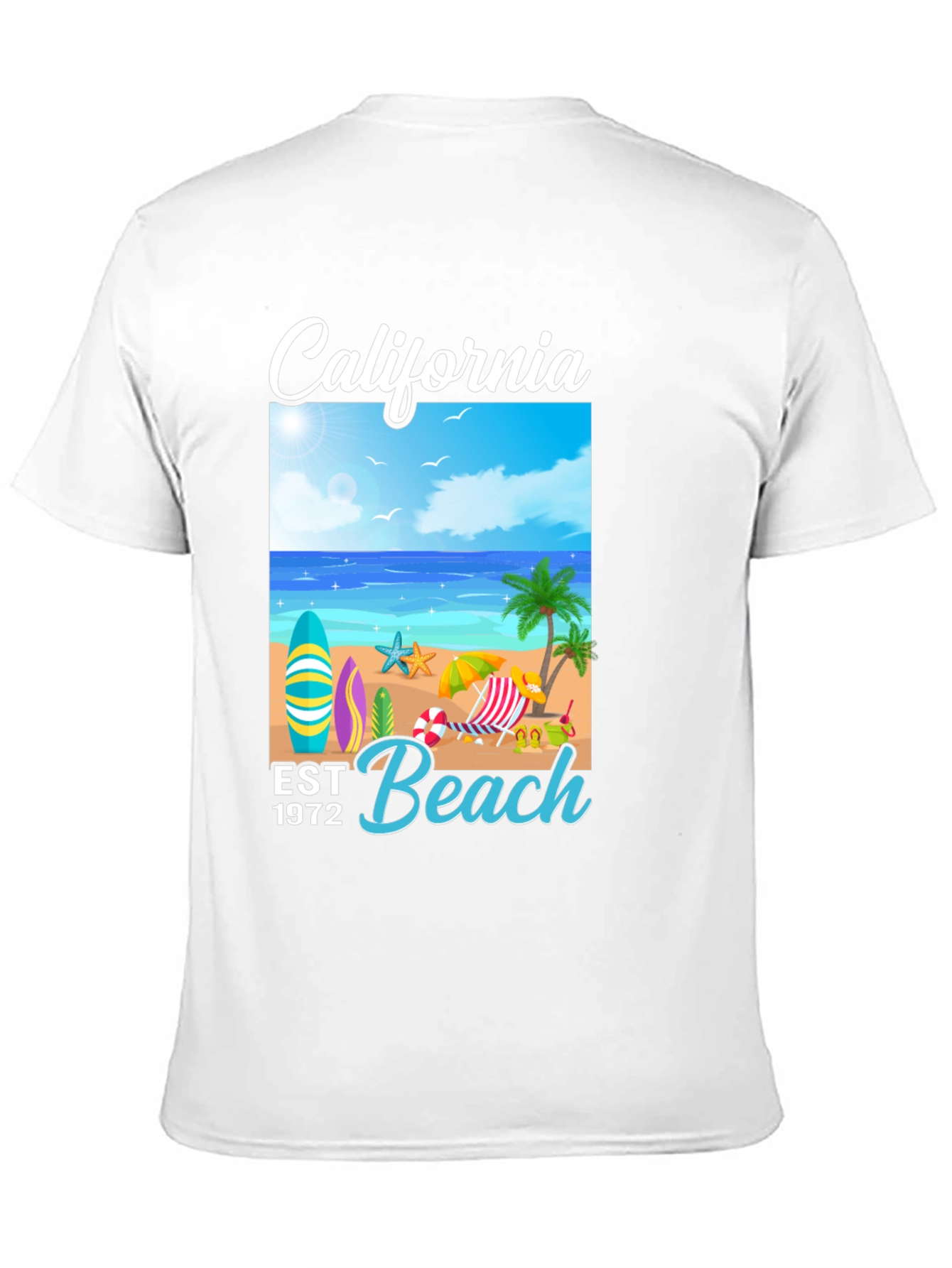 California Beach T-Shirt: Est 1972 Surf Design