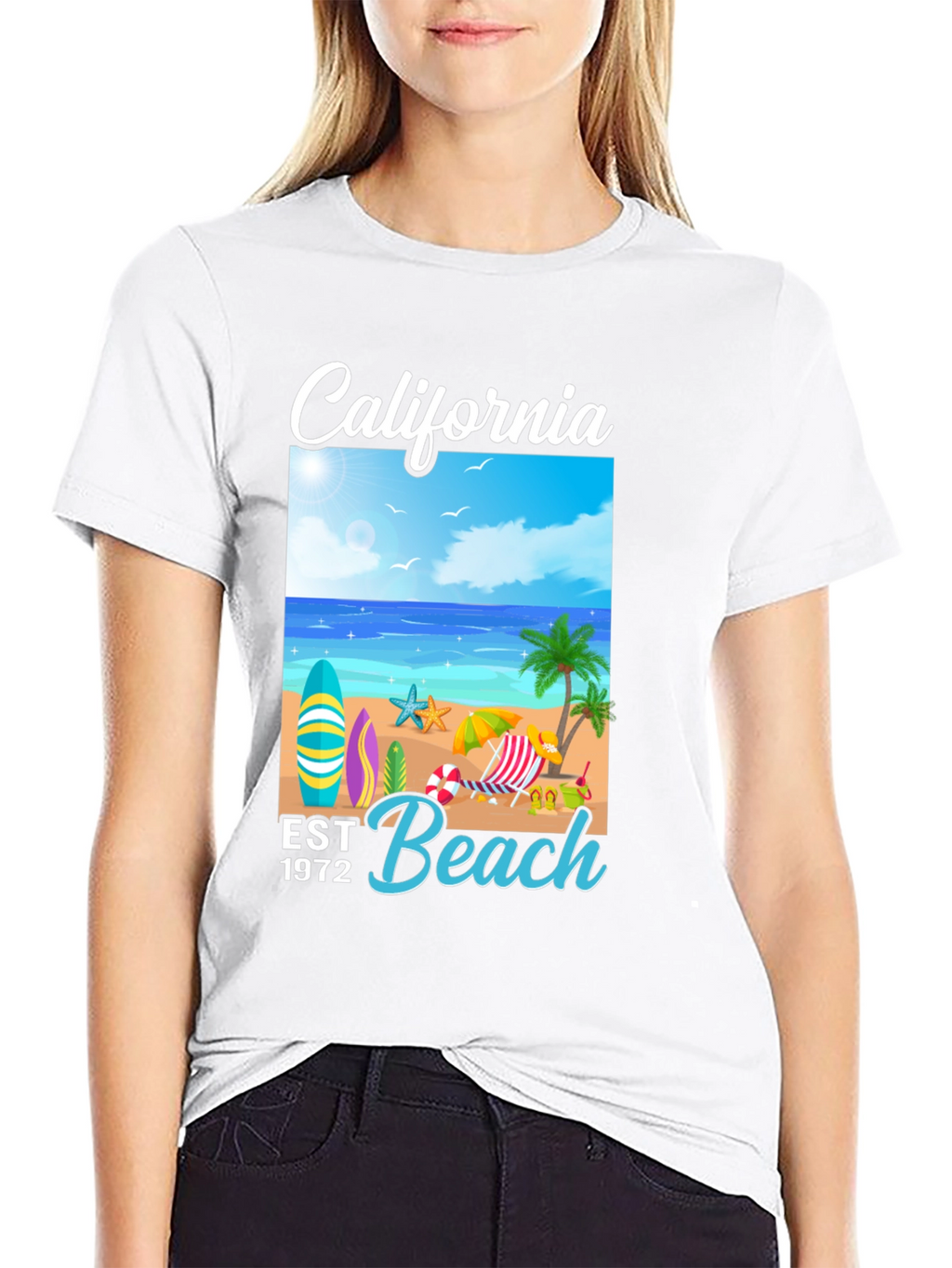 California Beach T-Shirt: Est 1972 Surf Design