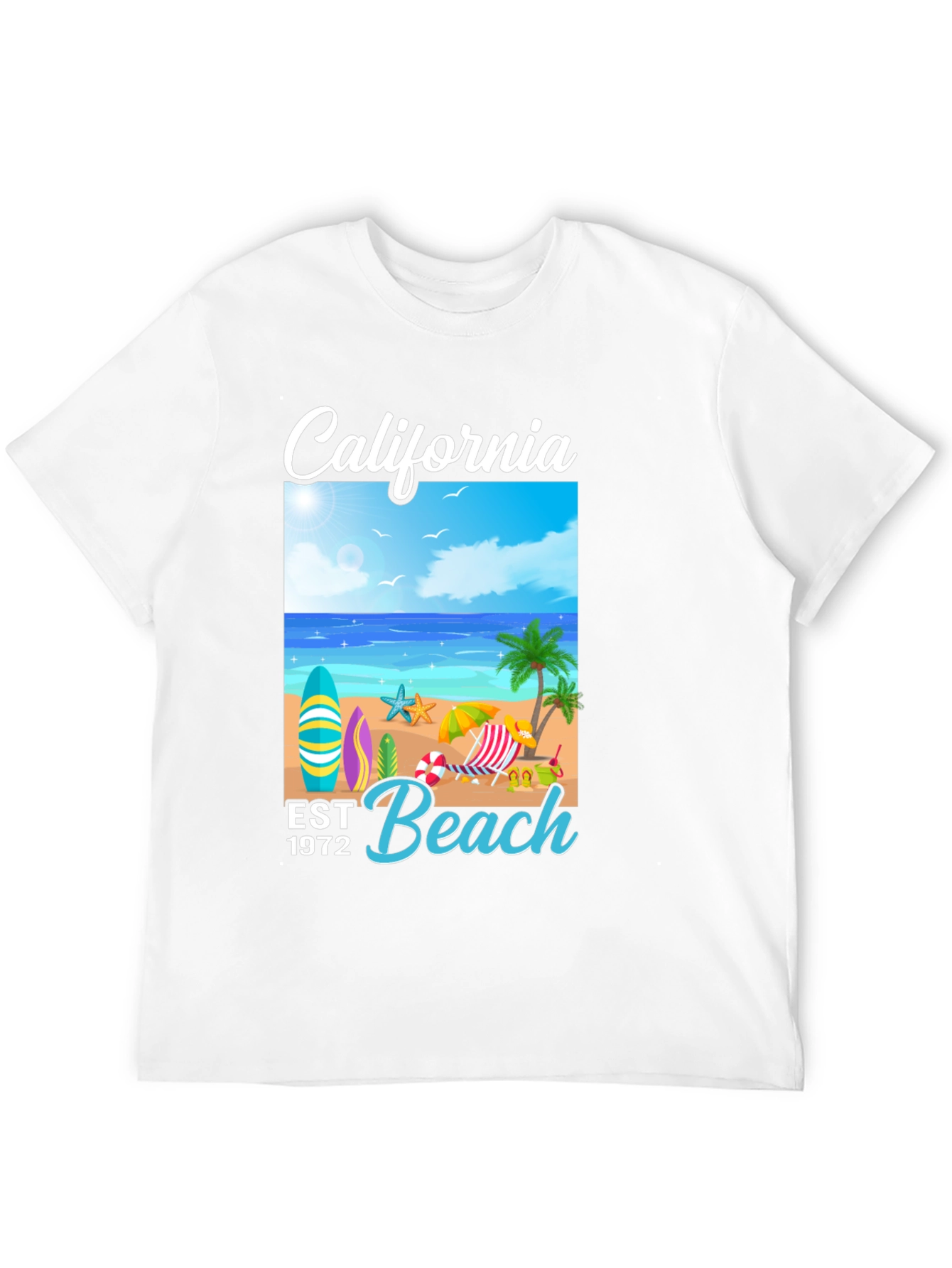 California Beach T-Shirt: Est 1972 Surf Design