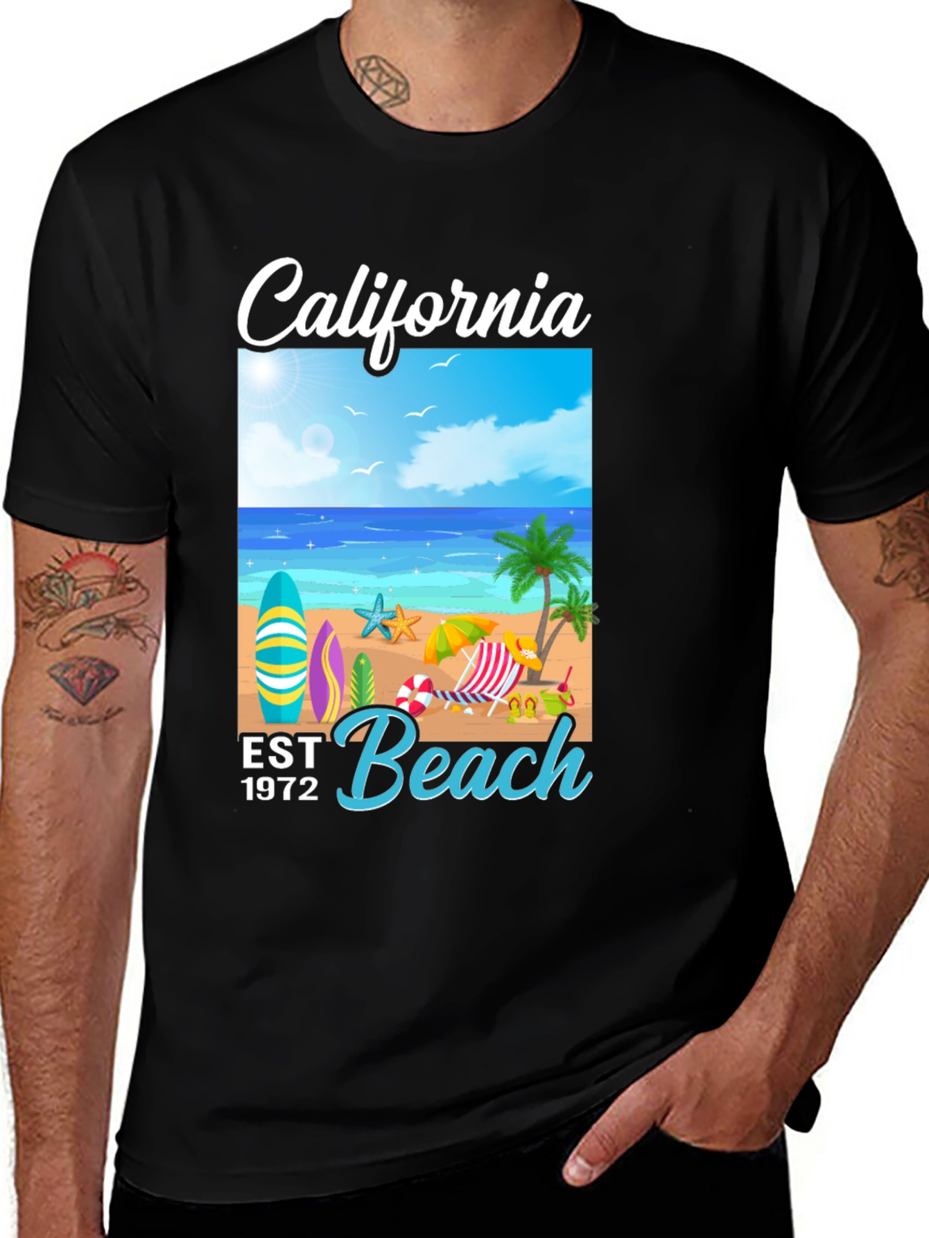 California Beach T-Shirt: Est 1972 Surf Design