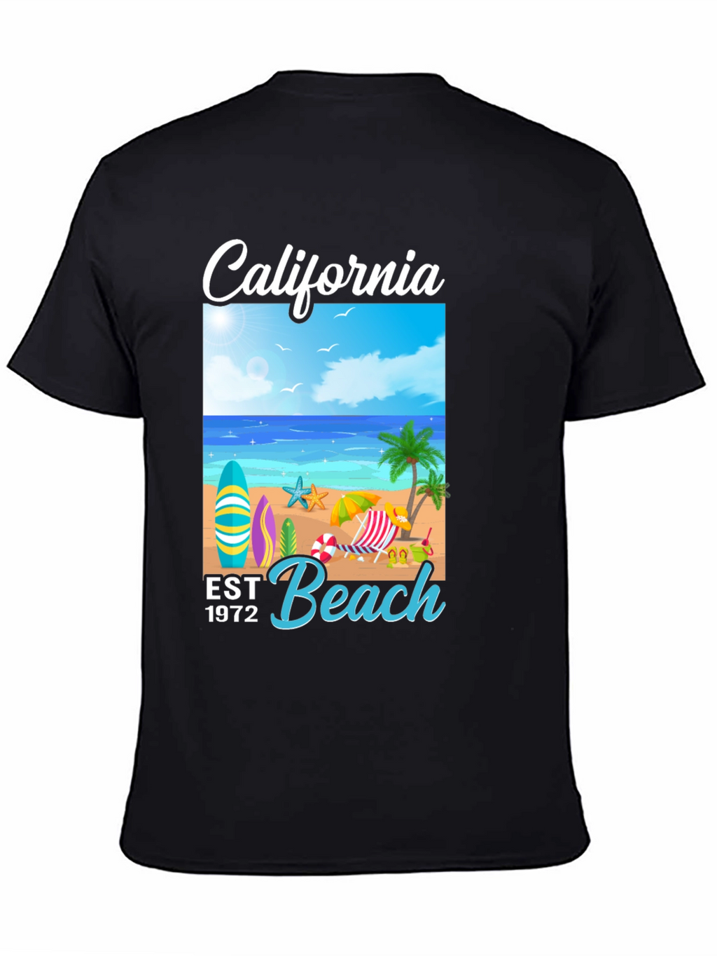 California Beach T-Shirt: Est 1972 Surf Design