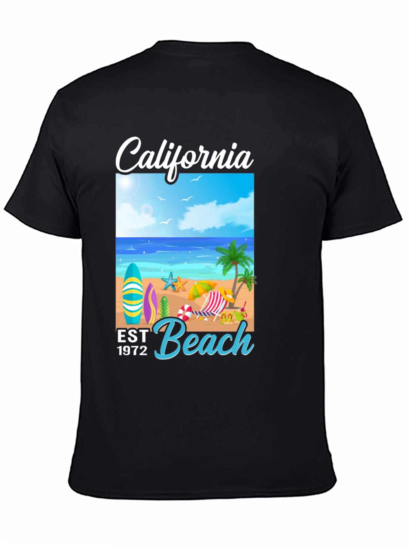 California Beach T-Shirt: Est 1972 Surf Design