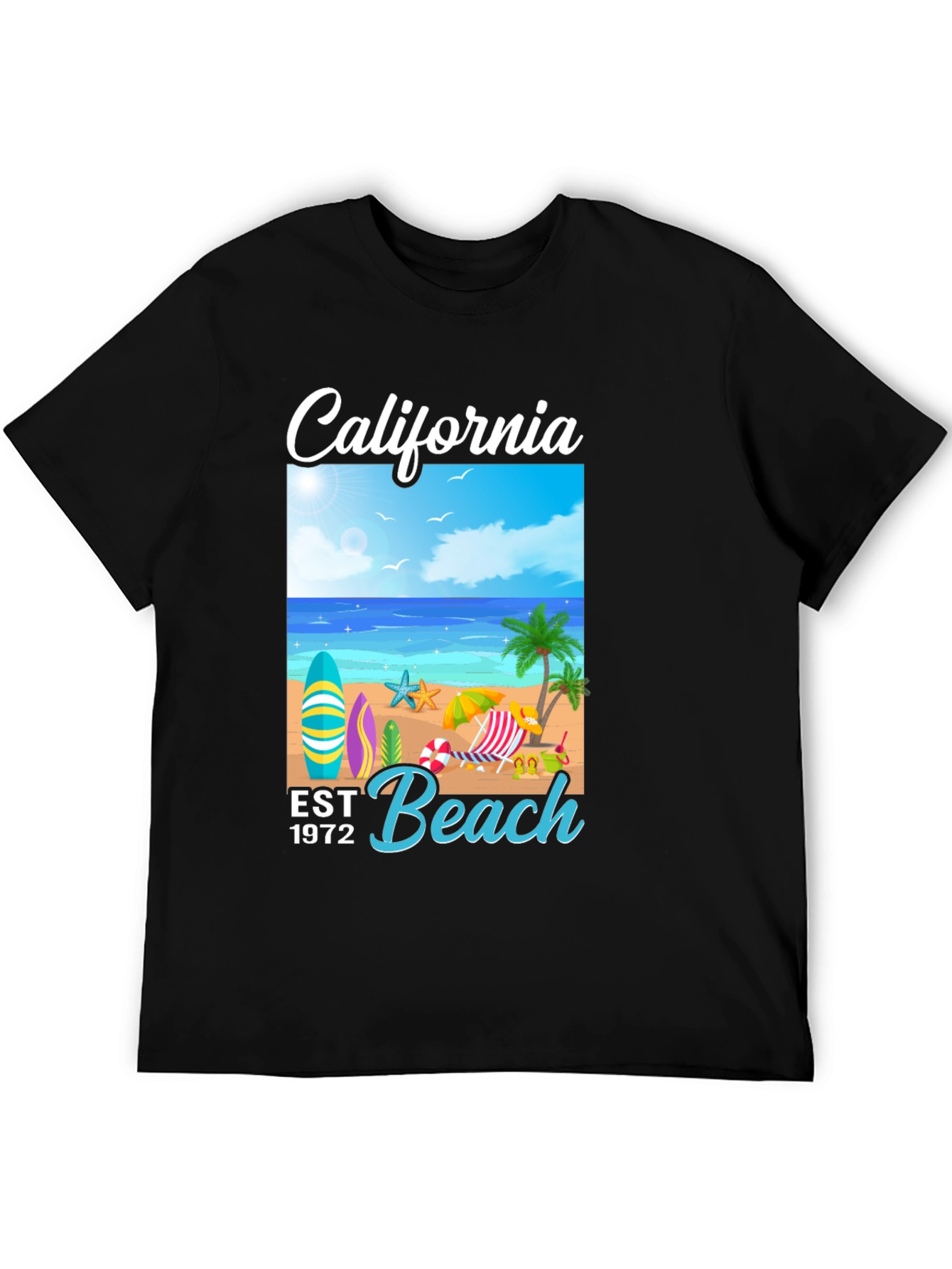 California Beach T-Shirt: Est 1972 Surf Design