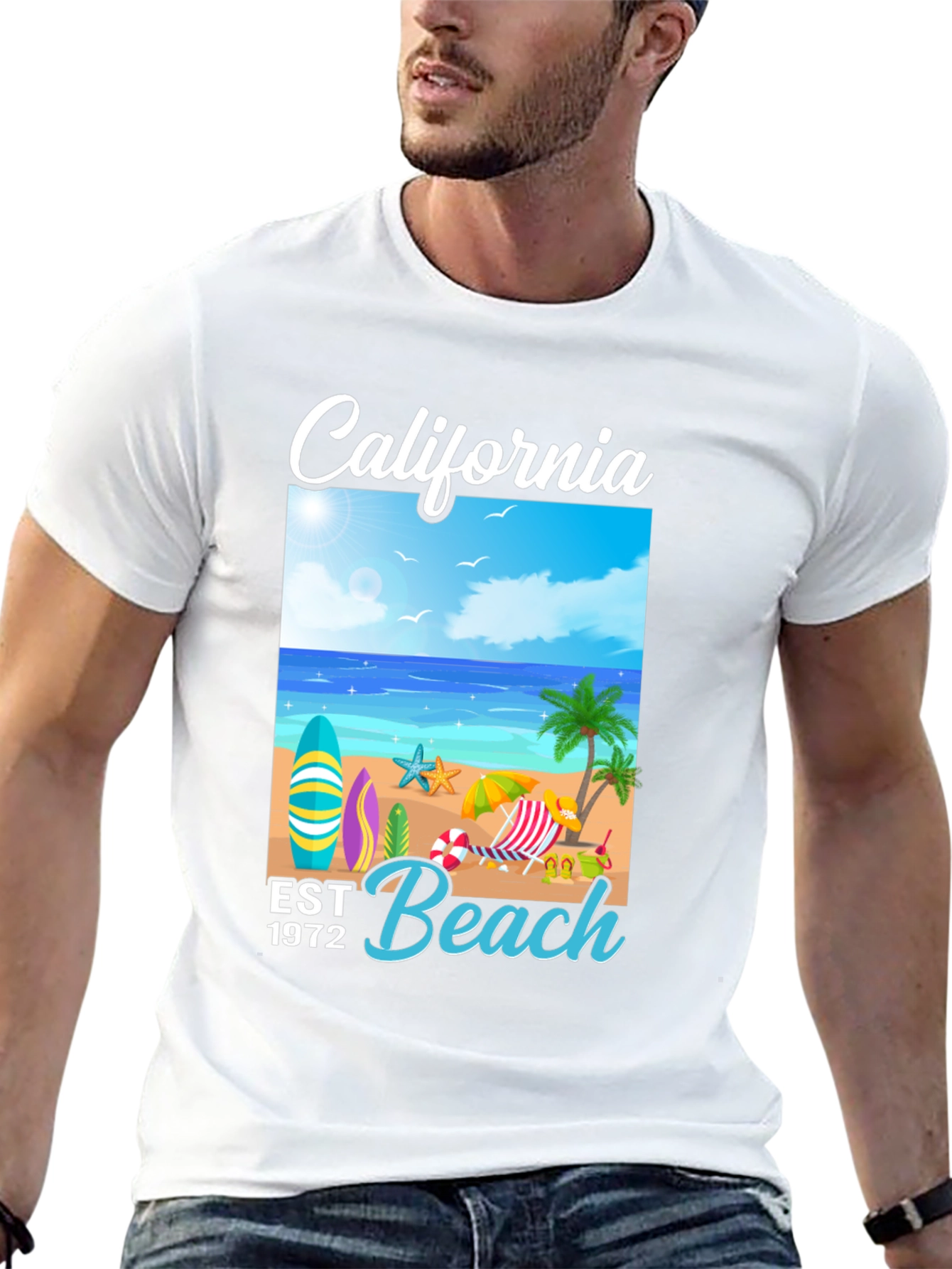 California Beach T-Shirt: Est 1972 Surf Design
