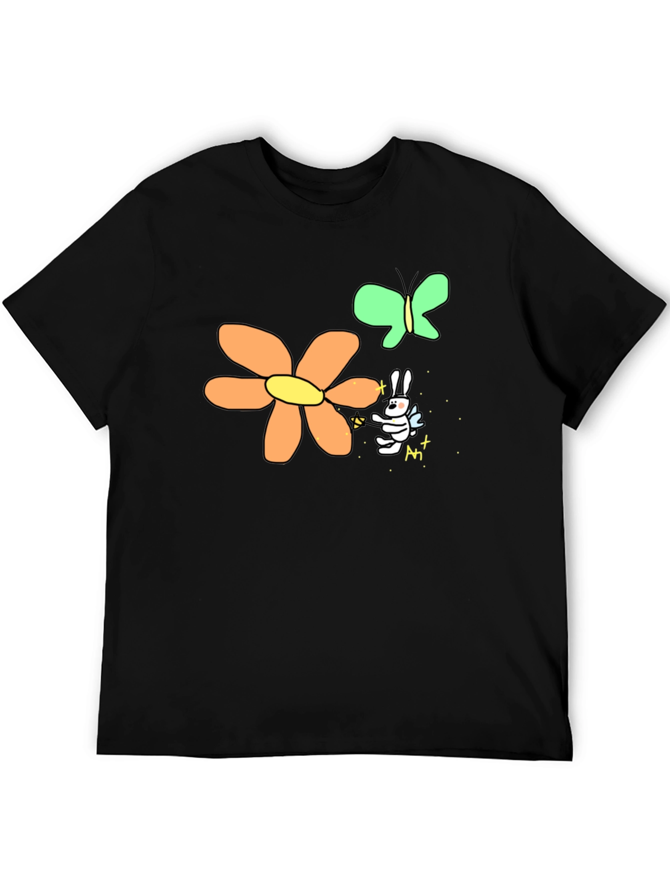 Mens Black Graphic Tee - Bunny Fairy