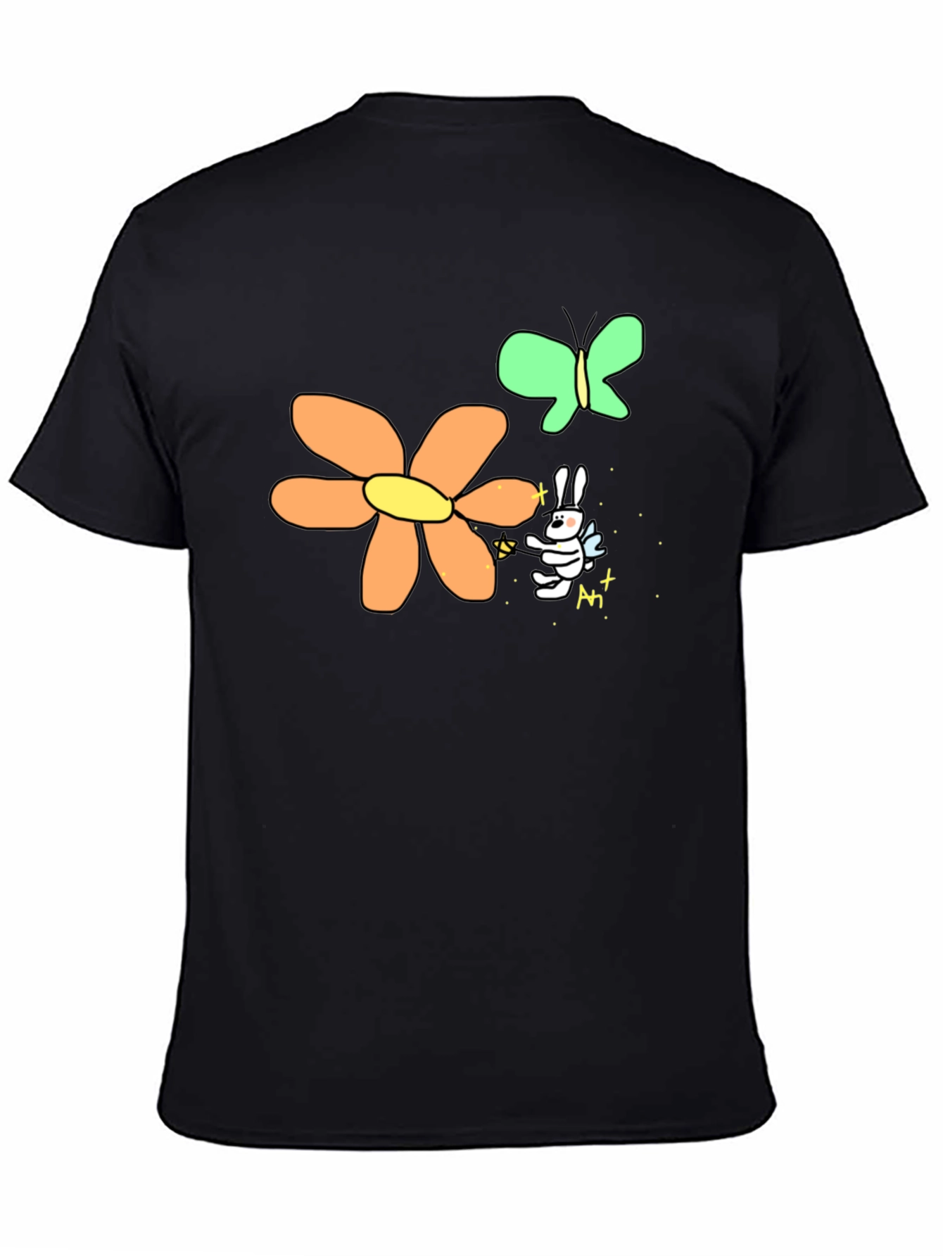 Mens Black Graphic Tee - Bunny Fairy