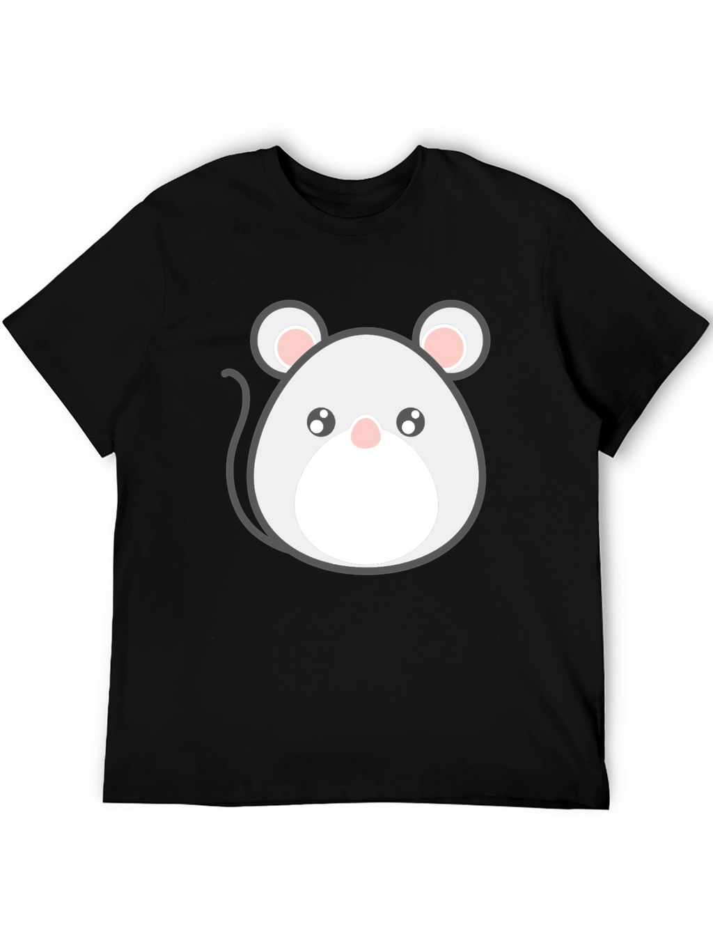Cute Cartoon Mouse Graphic Tee - Black