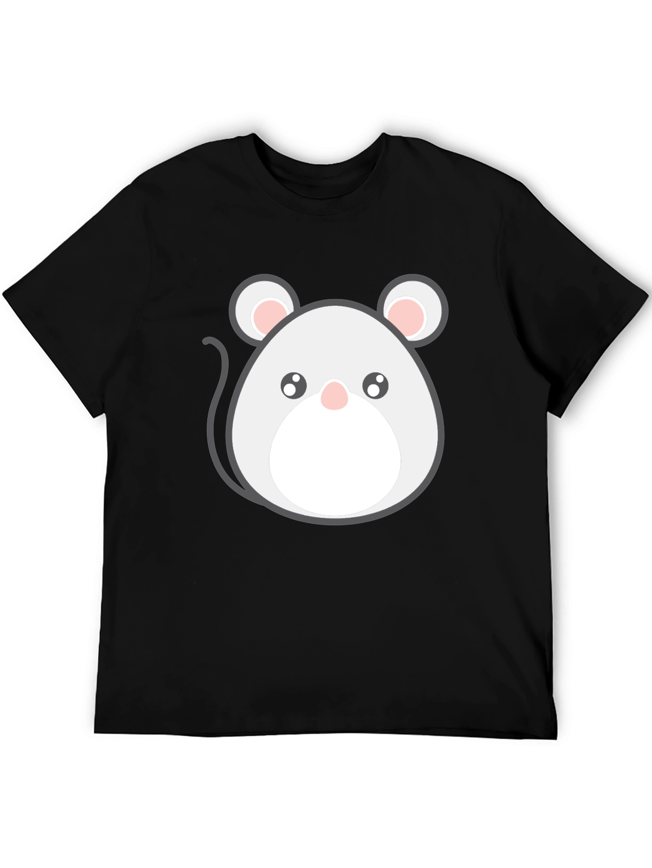 Cute Cartoon Mouse Graphic Tee - Black