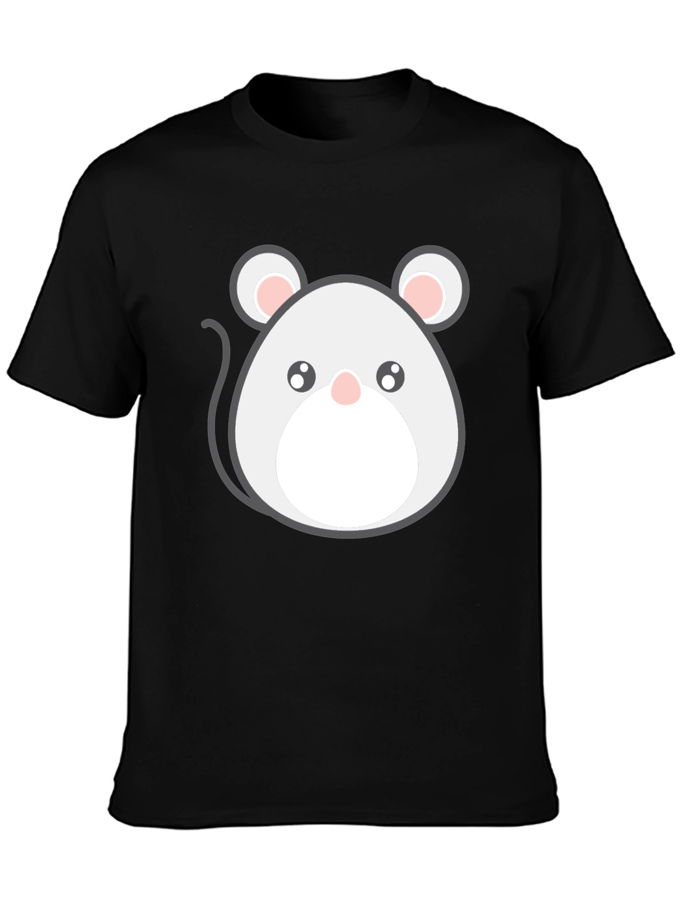 Cute Cartoon Mouse Graphic Tee - Black