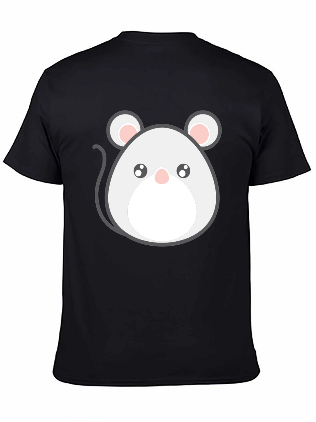 Cute Cartoon Mouse Graphic Tee - Black