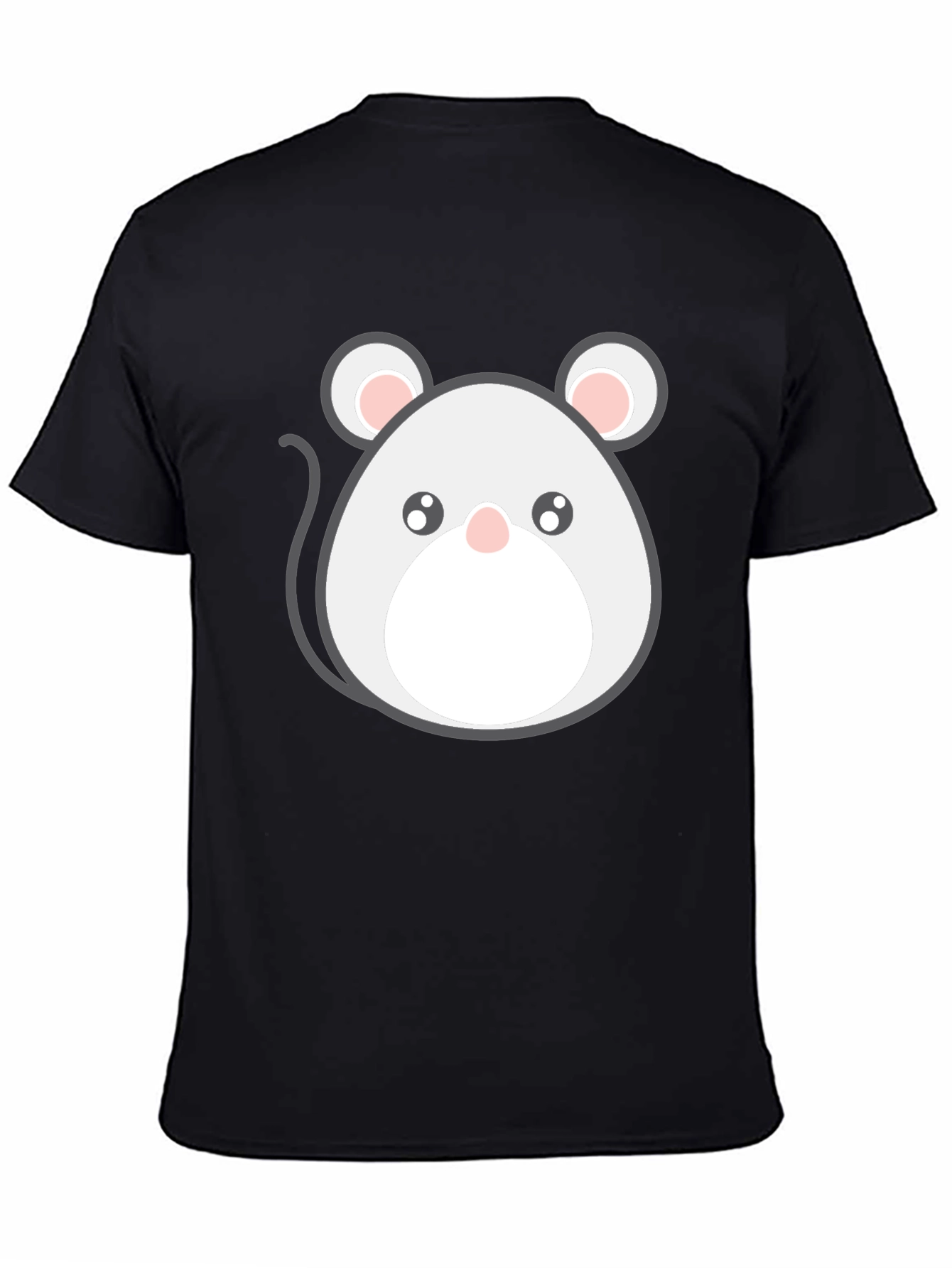 Cute Cartoon Mouse Graphic Tee - Black