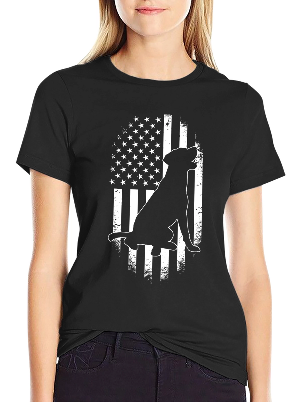 Dog American Flag Graphic Tee