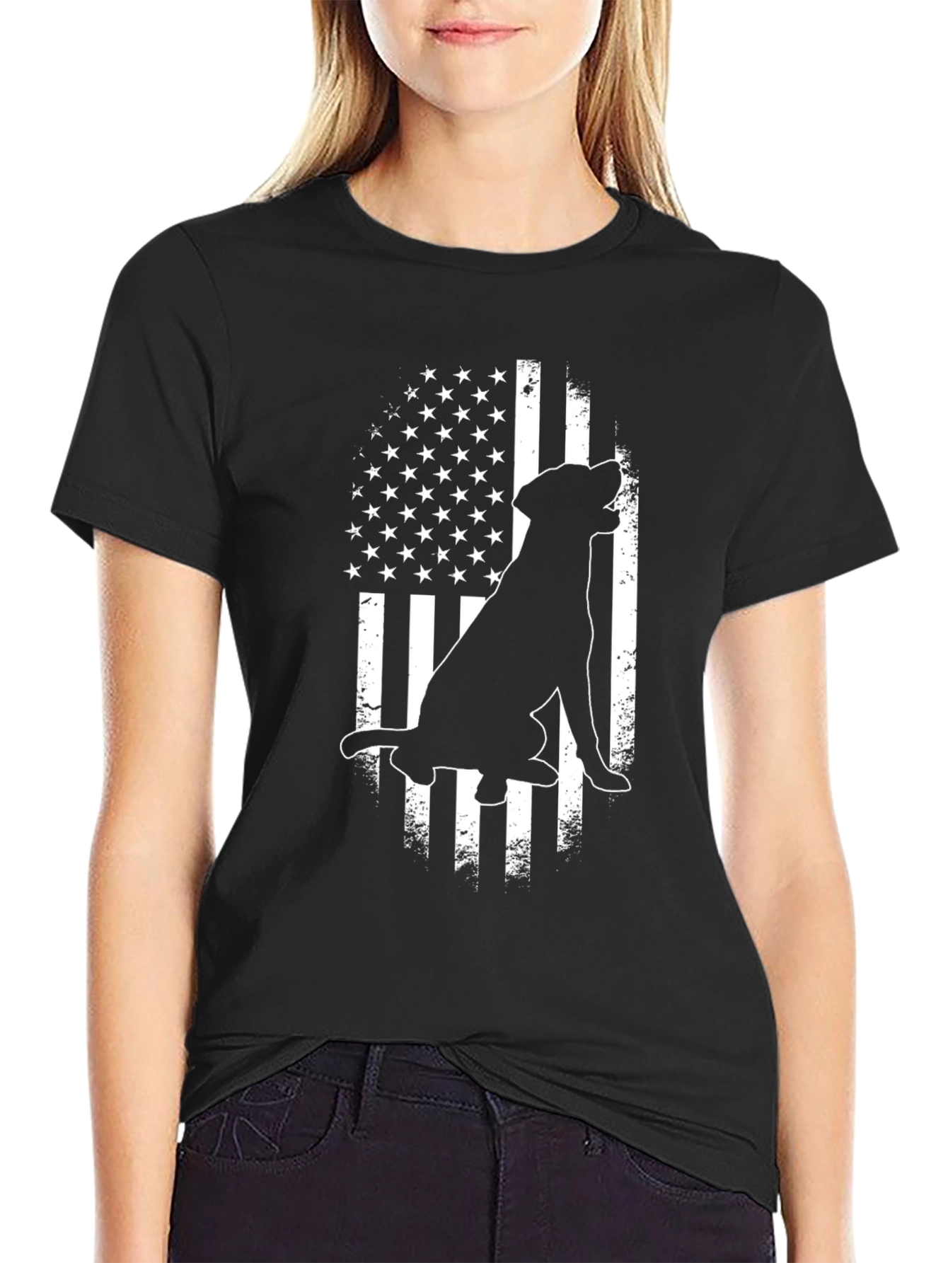 Dog American Flag Graphic Tee
