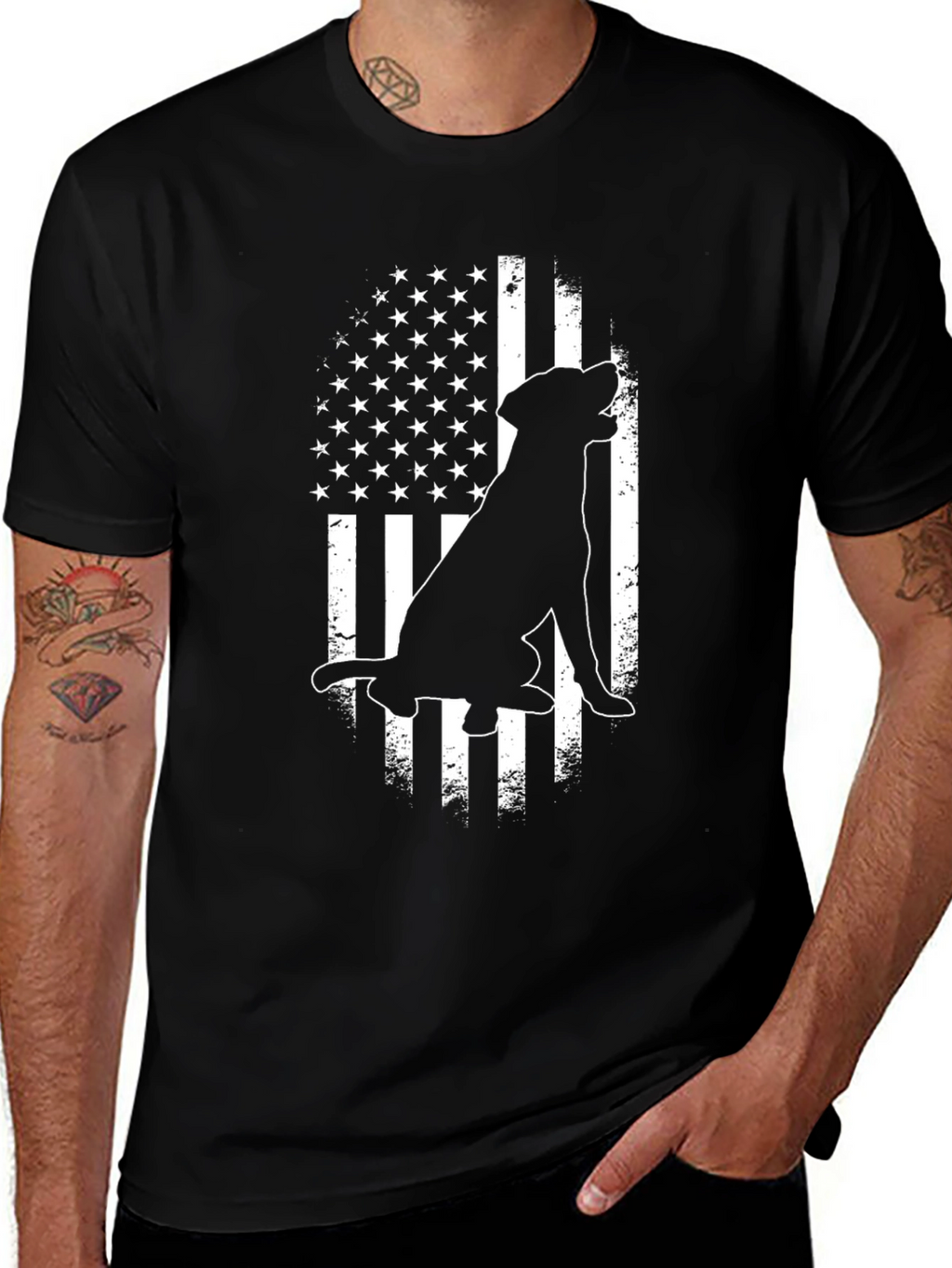 Dog American Flag Graphic Tee