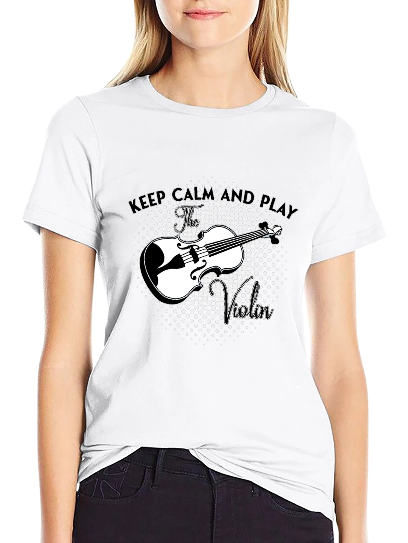 Keep Calm and Play Violin Black T-Shirt