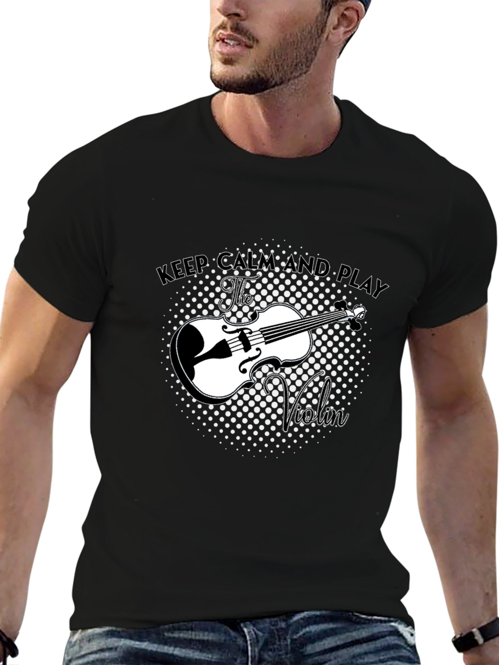 Keep Calm and Play Violin Black T-Shirt