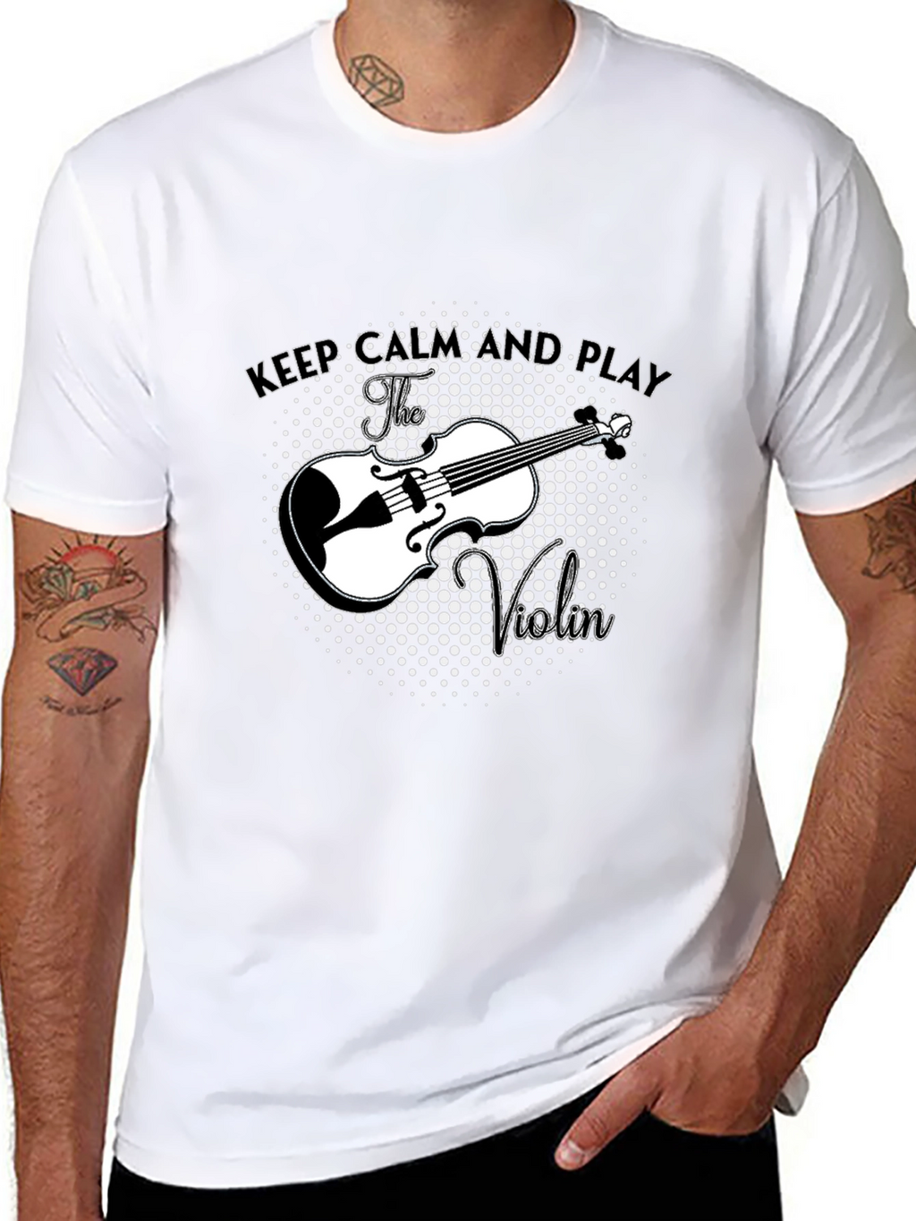 Keep Calm and Play Violin Black T-Shirt