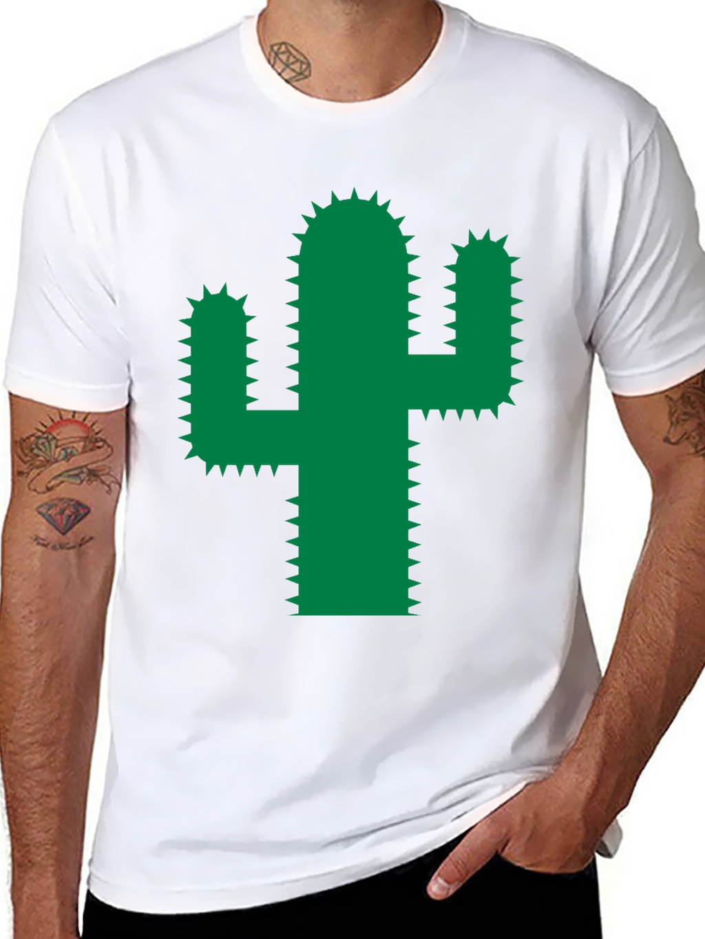 Cactus Graphic Tee - Trendy Green Desert Plant Shirt