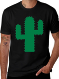 Cactus Graphic Tee - Trendy Green Desert Plant Shirt