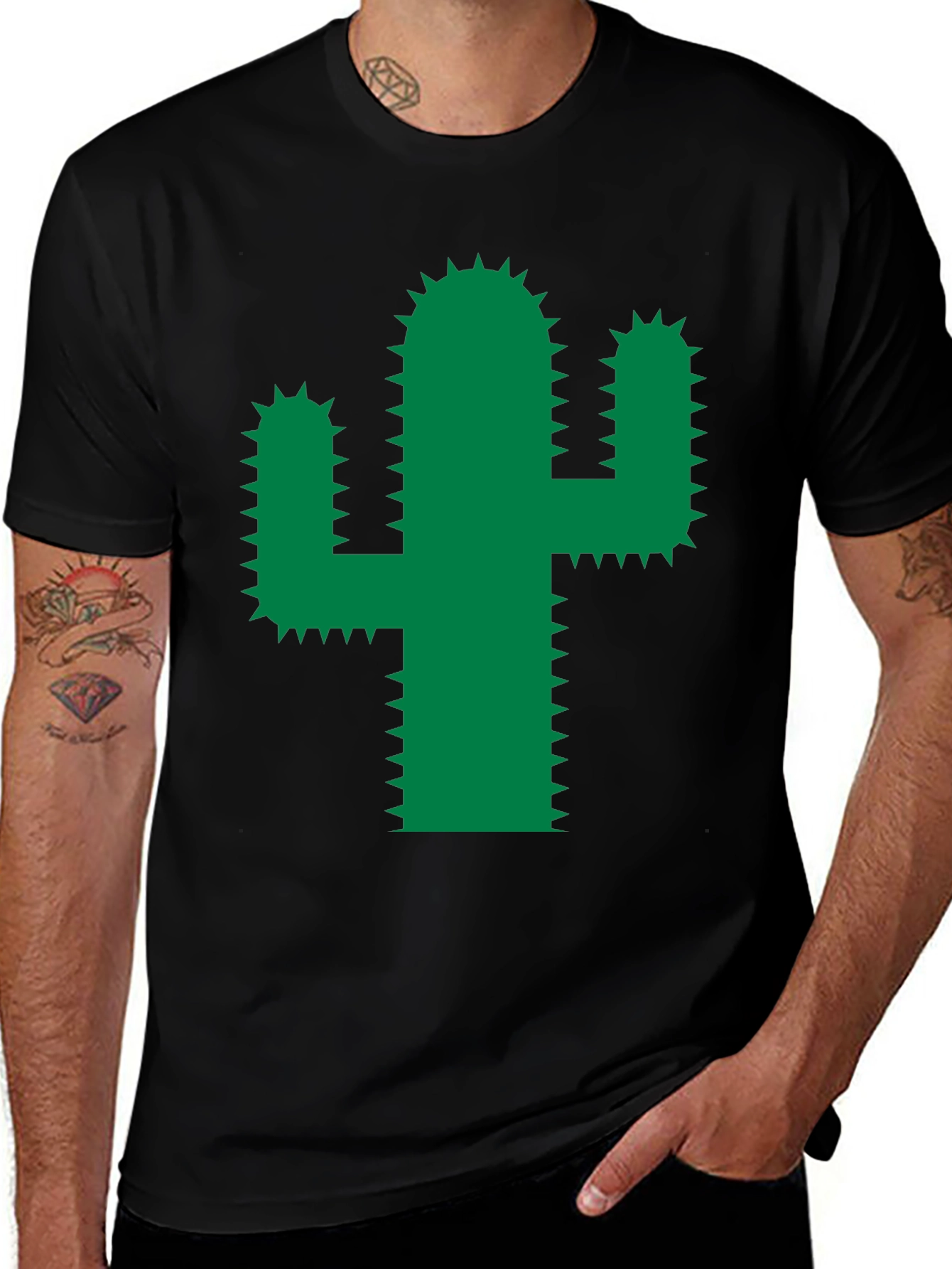Cactus Graphic Tee - Trendy Green Desert Plant Shirt