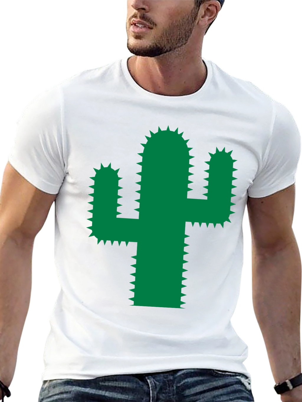 Cactus Graphic Tee - Trendy Green Desert Plant Shirt