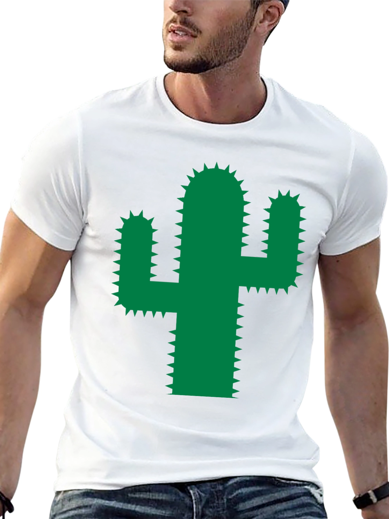 Cactus Graphic Tee - Trendy Green Desert Plant Shirt