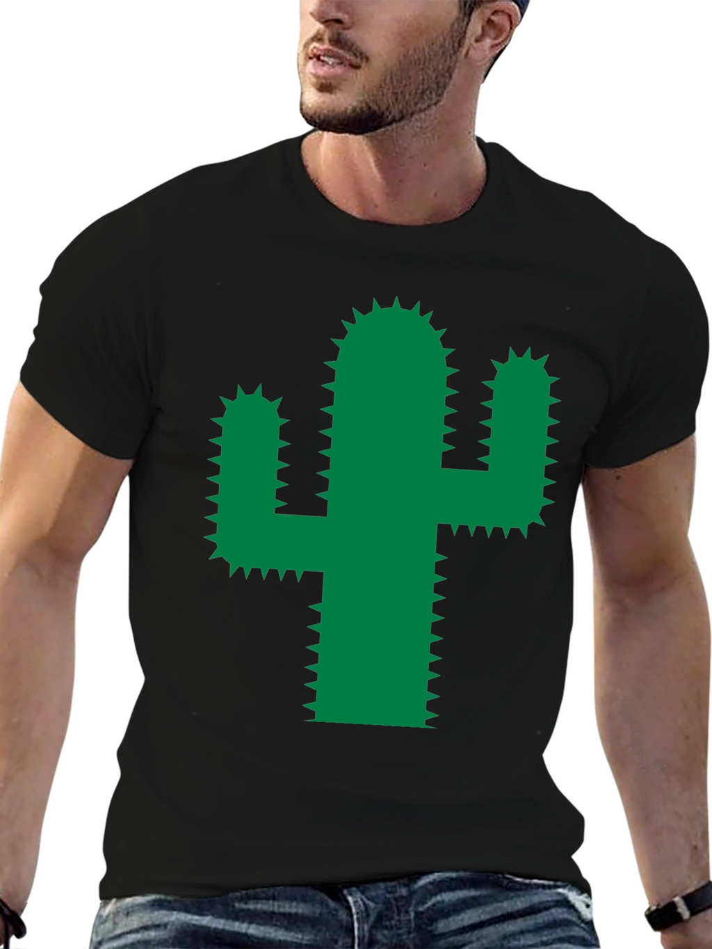 Cactus Graphic Tee - Trendy Green Desert Plant Shirt