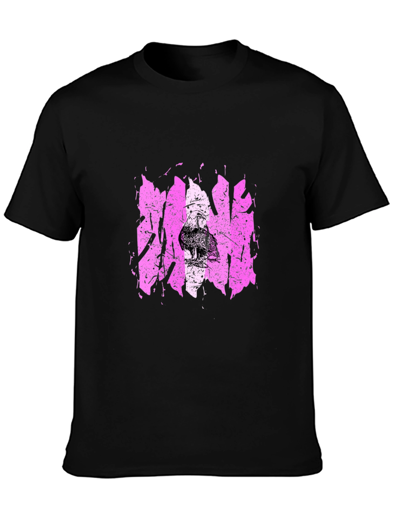 Distressed Pink Graphic Tee - Mens Black T-Shirt