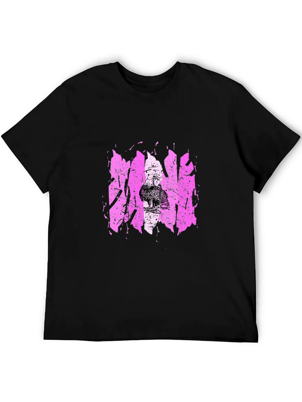 Distressed Pink Graphic Tee - Mens Black T-Shirt