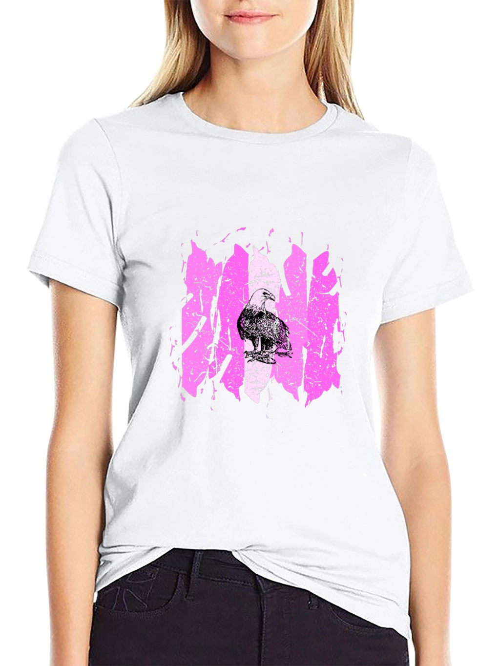 Distressed Pink Graphic Tee - Mens Black T-Shirt