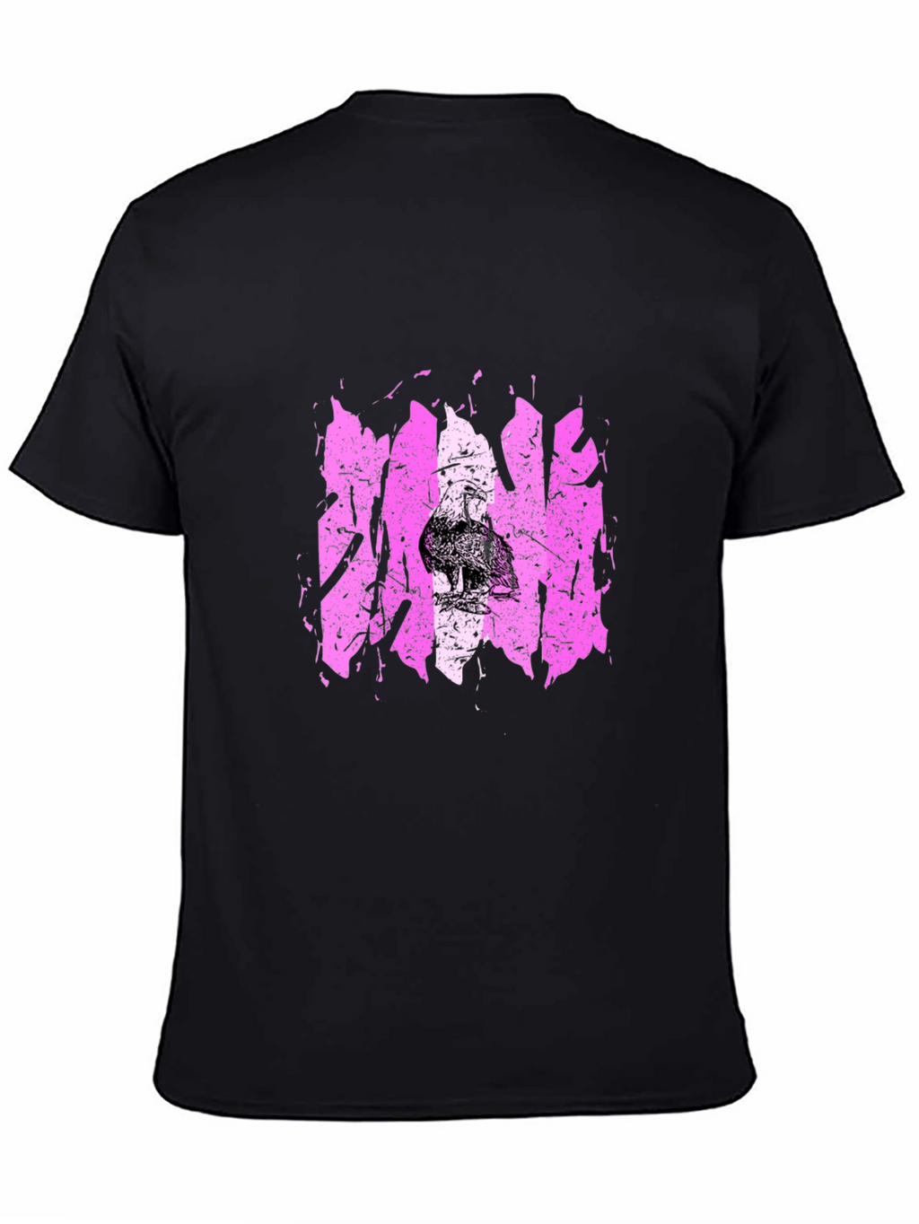 Distressed Pink Graphic Tee - Mens Black T-Shirt
