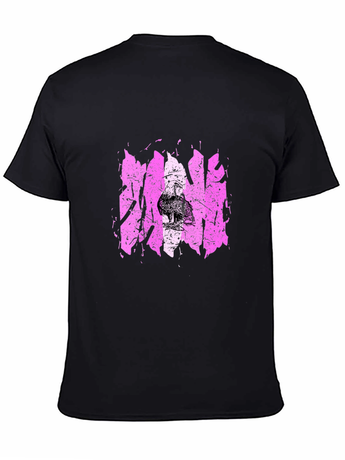 Distressed Pink Graphic Tee - Mens Black T-Shirt