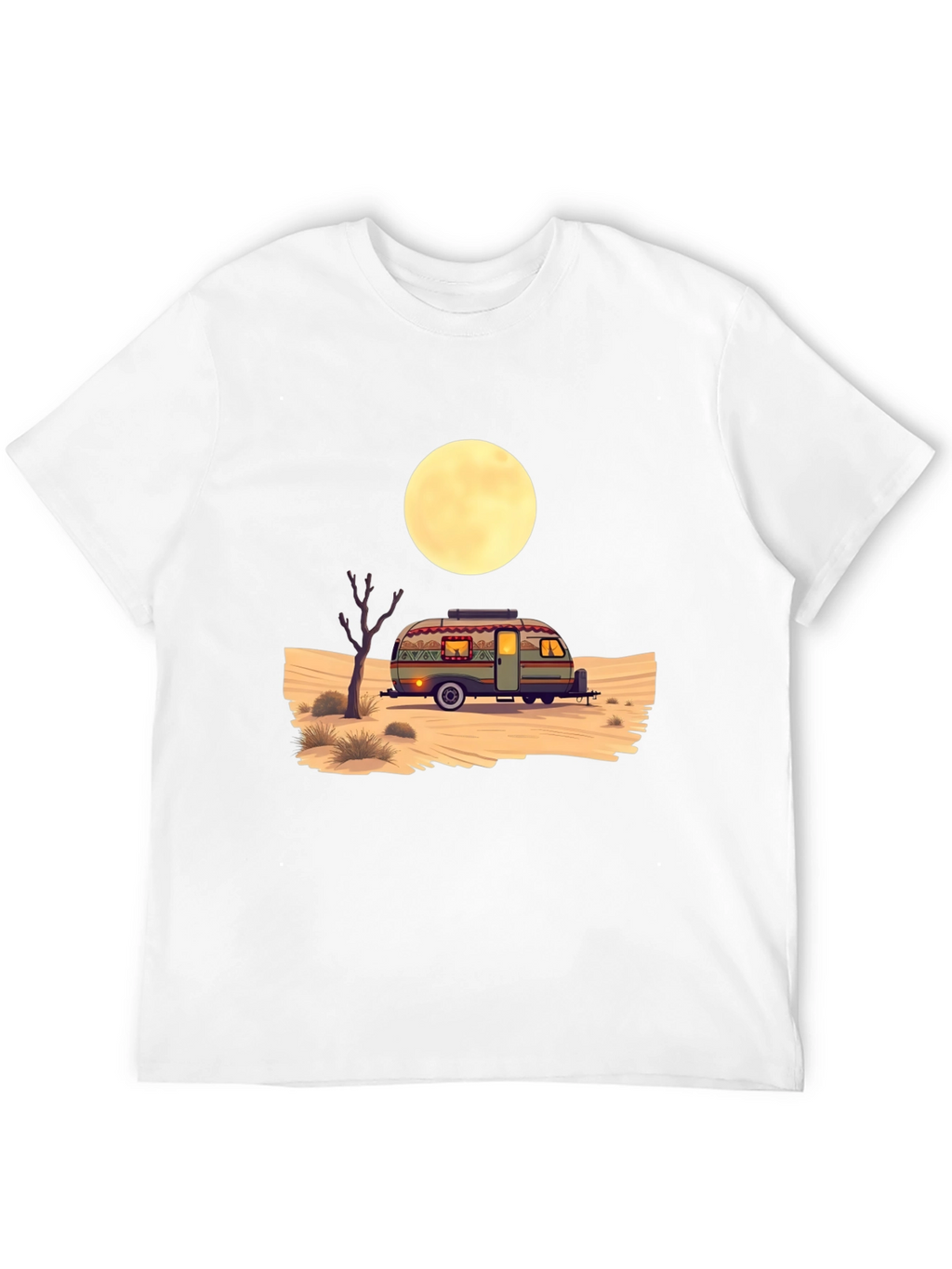 Desert Camper Graphic Tee - Black Cotton T-Shirt