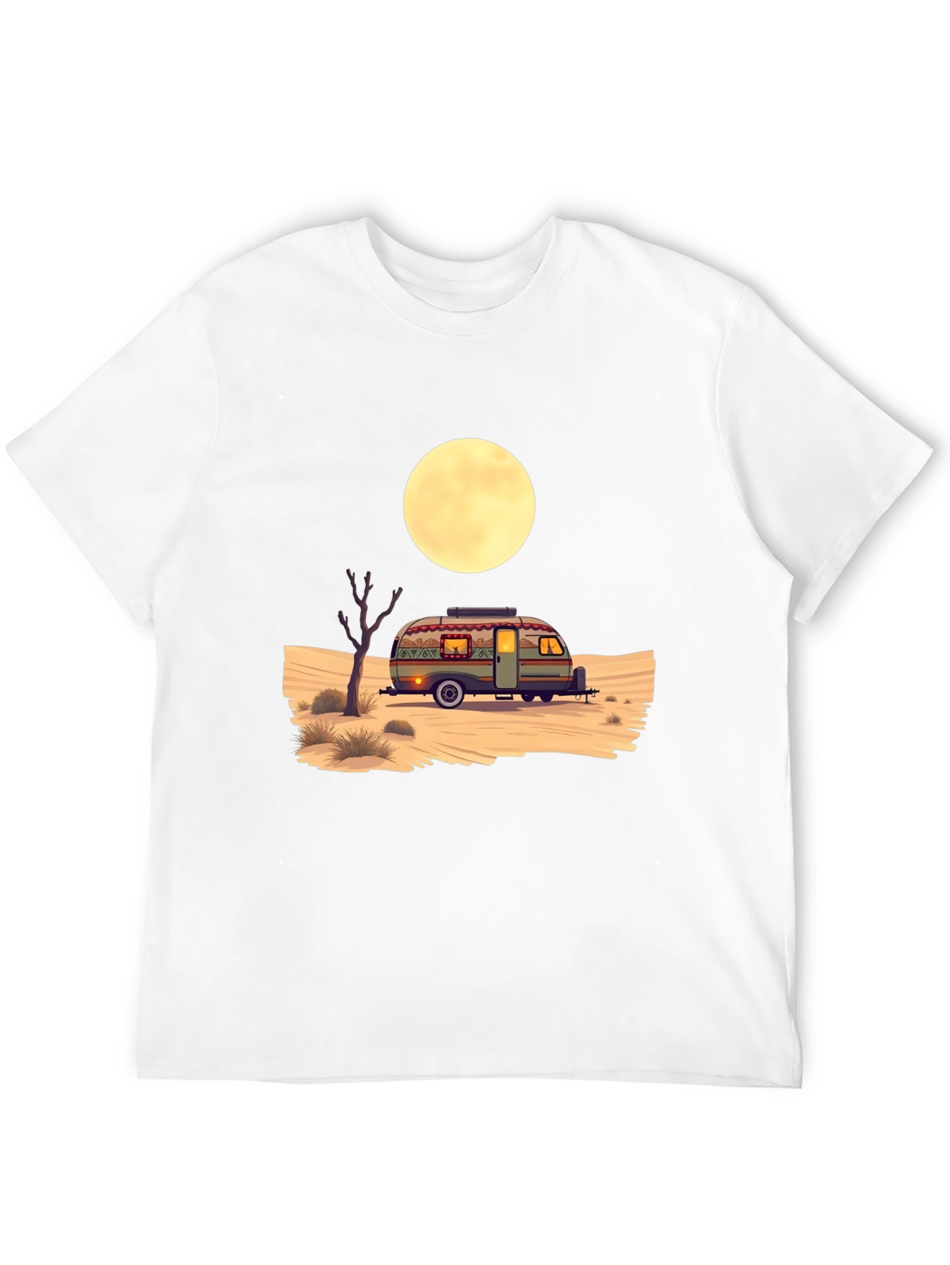 Desert Camper Graphic Tee - Black Cotton T-Shirt