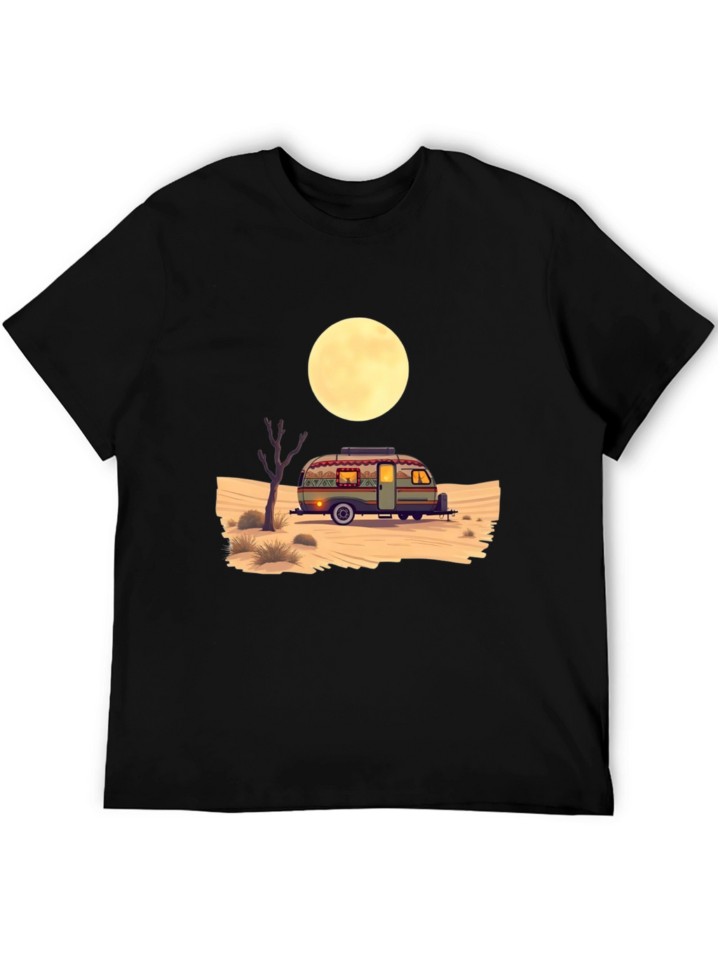 Desert Camper Graphic Tee - Black Cotton T-Shirt