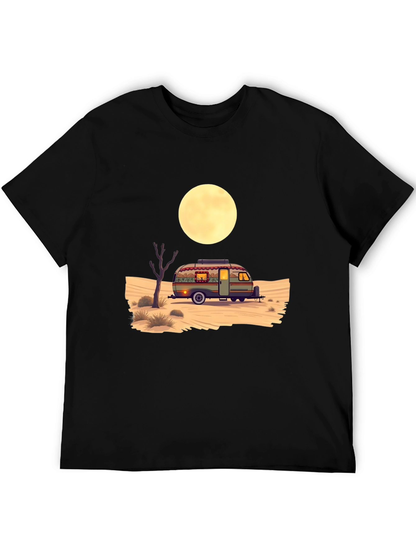 Desert Camper Graphic Tee - Black Cotton T-Shirt