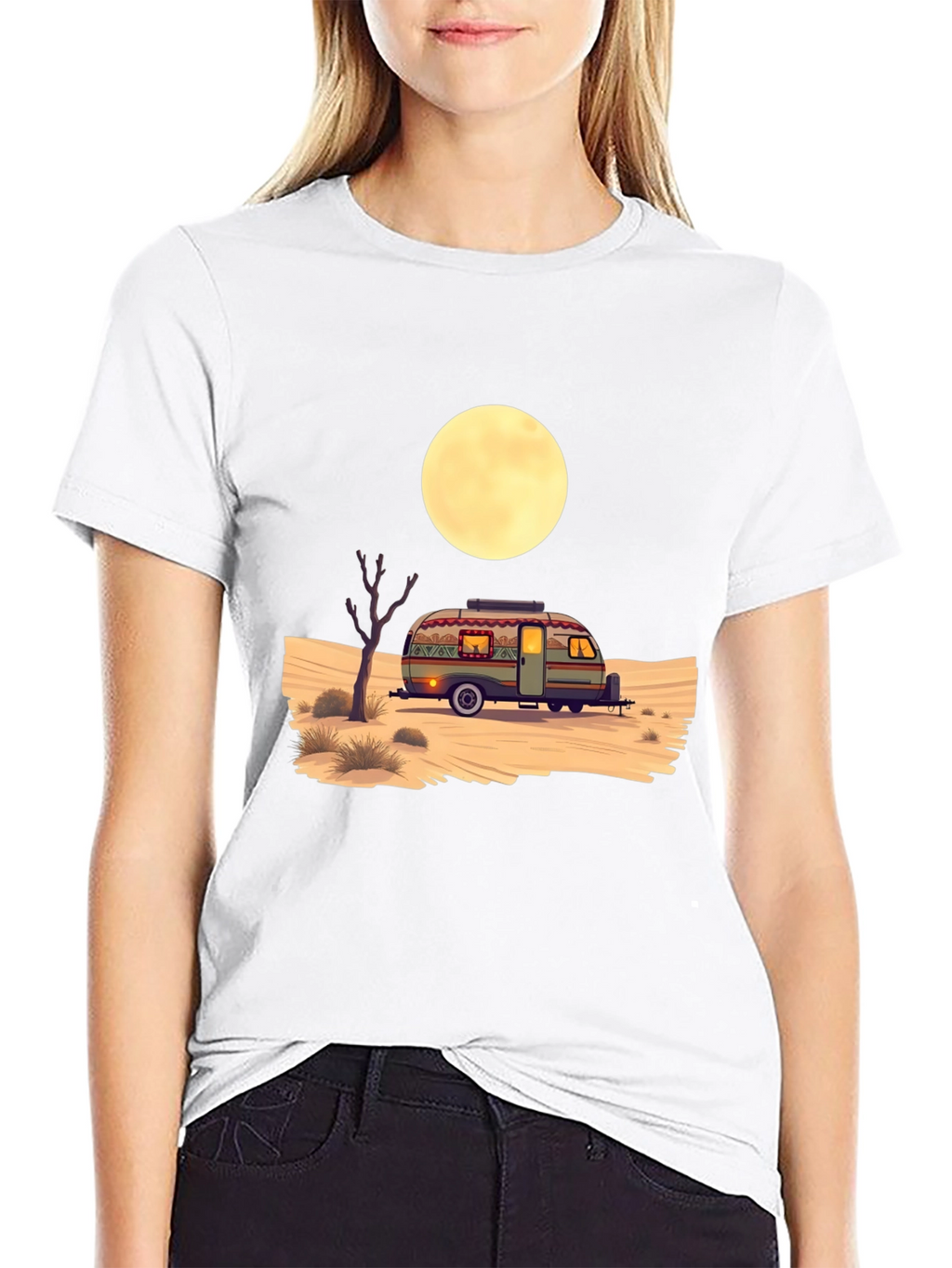 Desert Camper Graphic Tee - Black Cotton T-Shirt