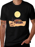 Desert Camper Graphic Tee - Black Cotton T-Shirt