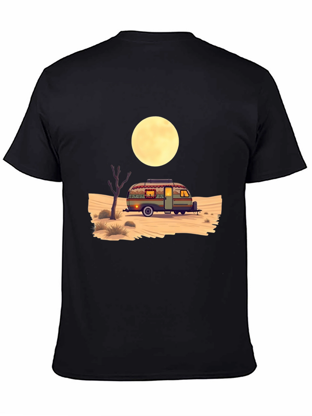 Desert Camper Graphic Tee - Black Cotton T-Shirt