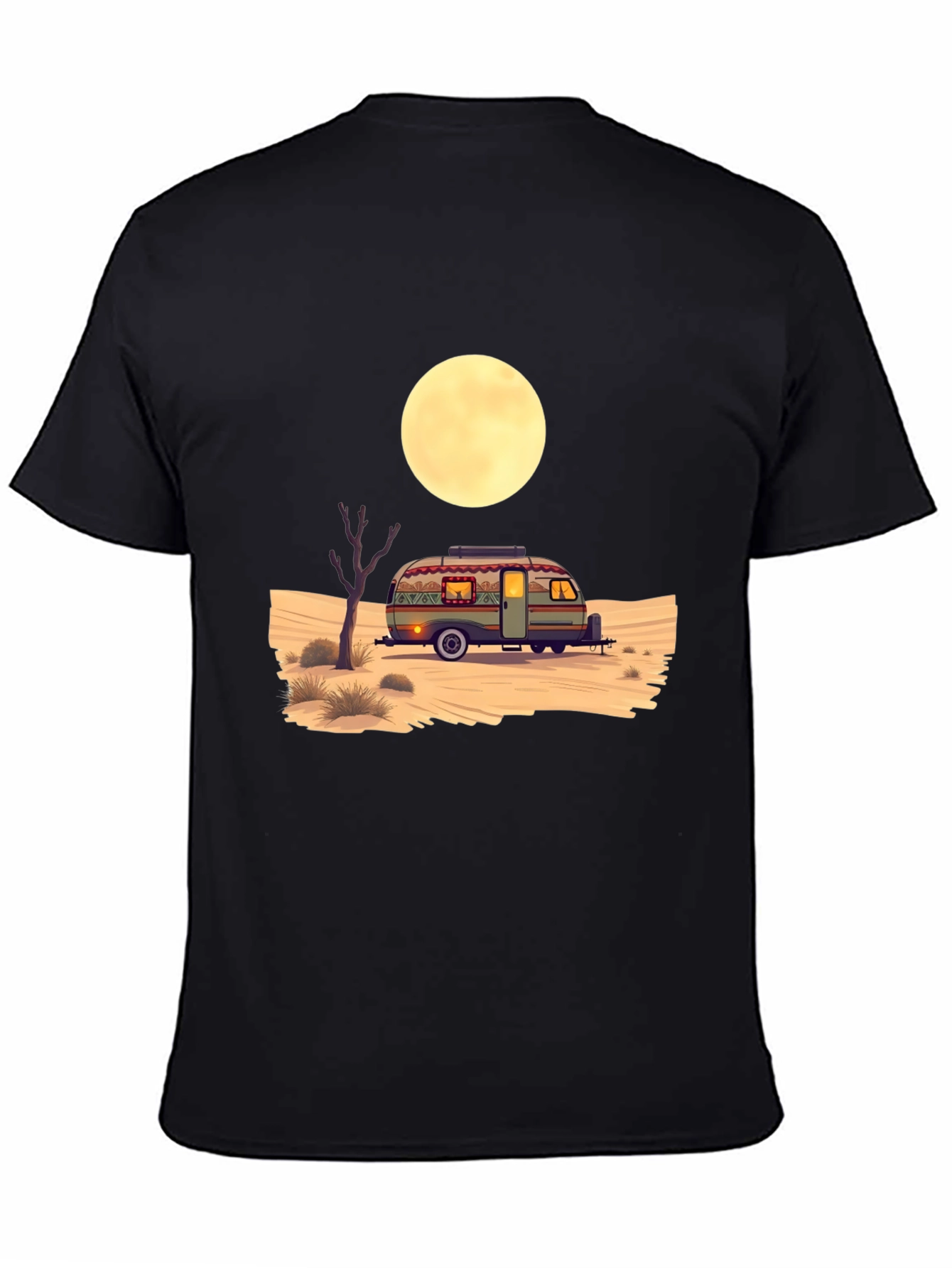 Desert Camper Graphic Tee - Black Cotton T-Shirt