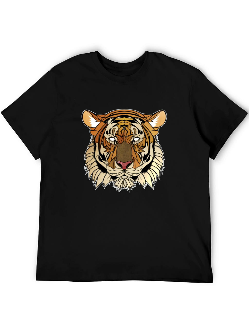Geometric Tiger Graphic Tee - Black