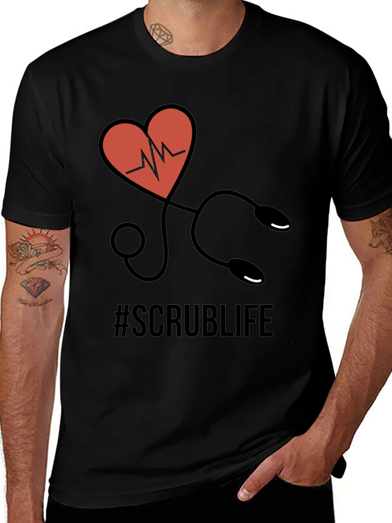 Scrub Life T-Shirt - Heart Stethoscope Design