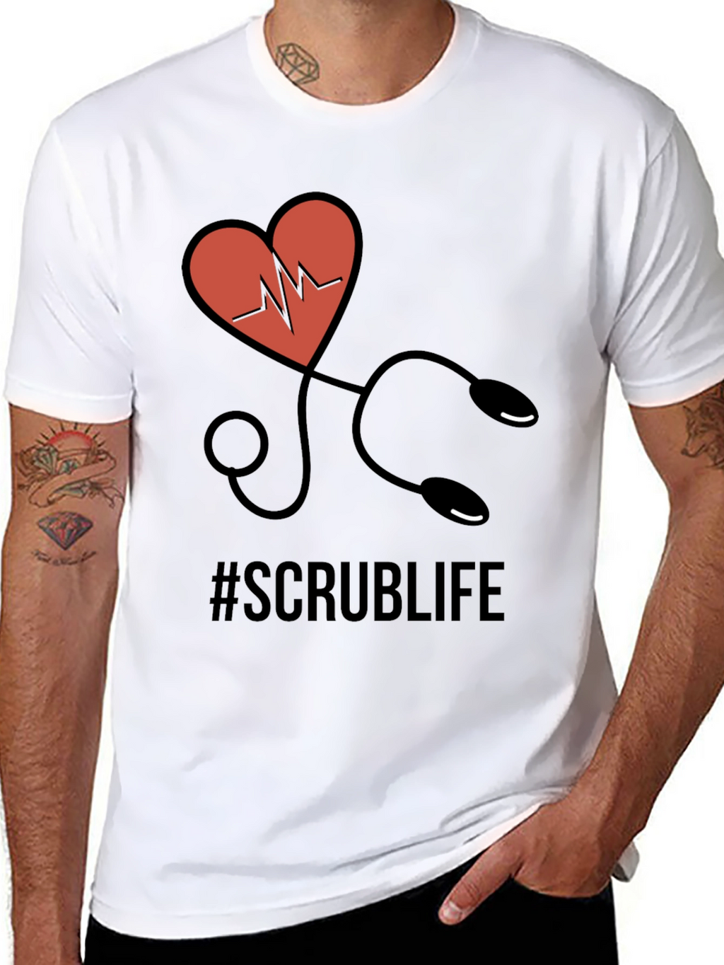 Scrub Life T-Shirt - Heart Stethoscope Design