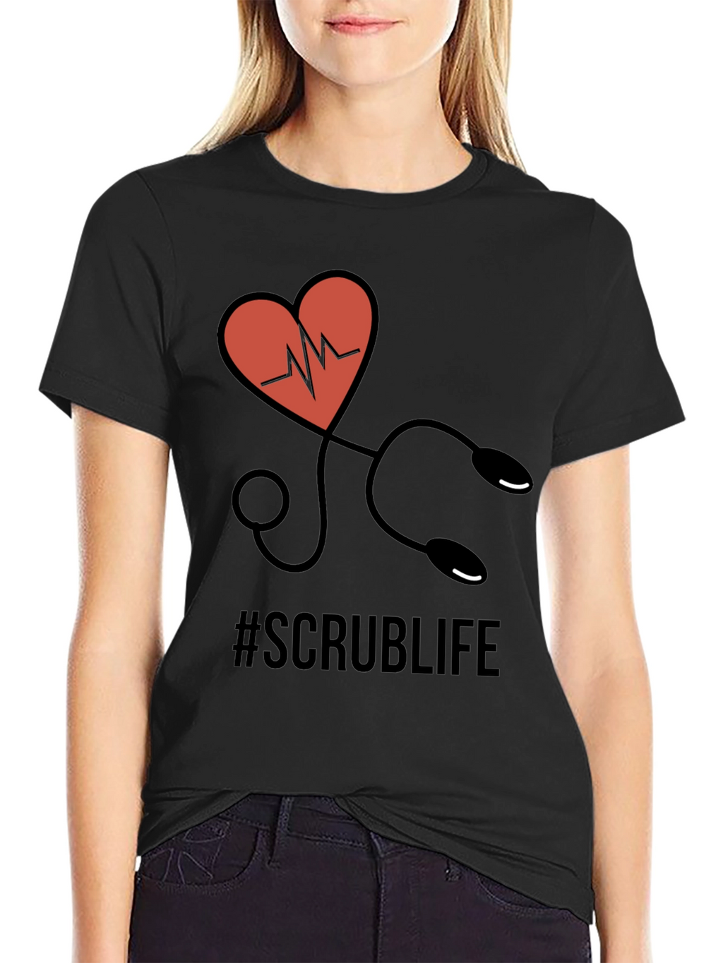 Scrub Life T-Shirt - Heart Stethoscope Design