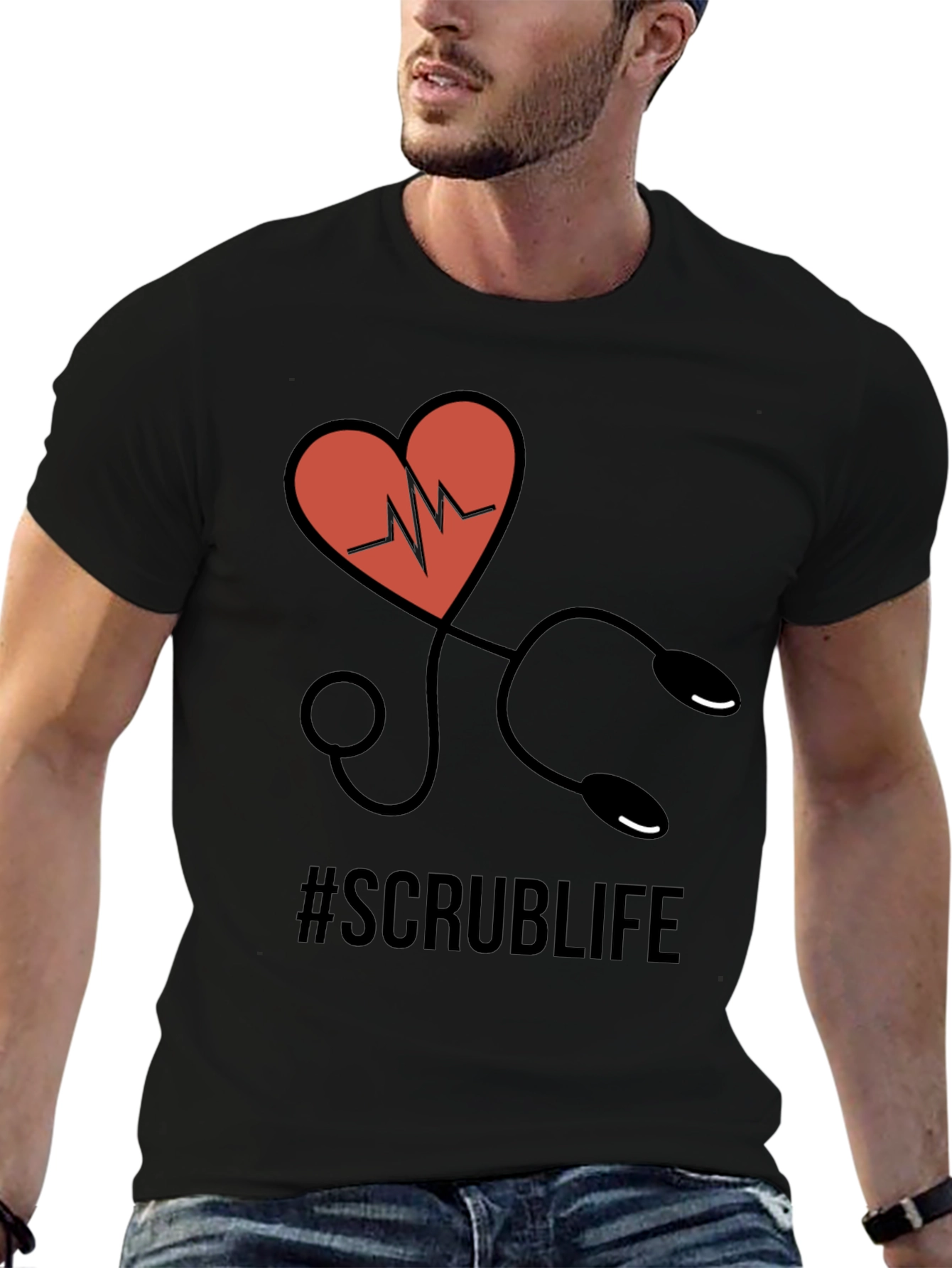 Scrub Life T-Shirt - Heart Stethoscope Design