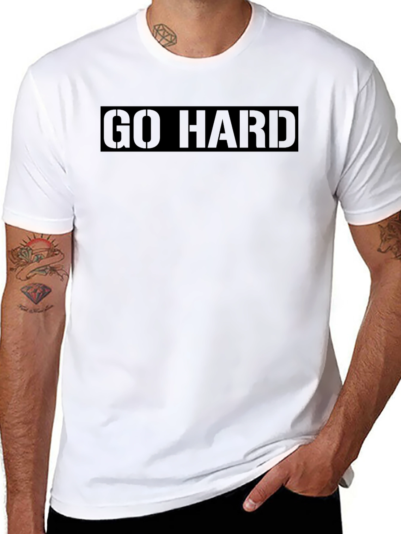 Mens Go Hard Graphic Print Black T-Shirt