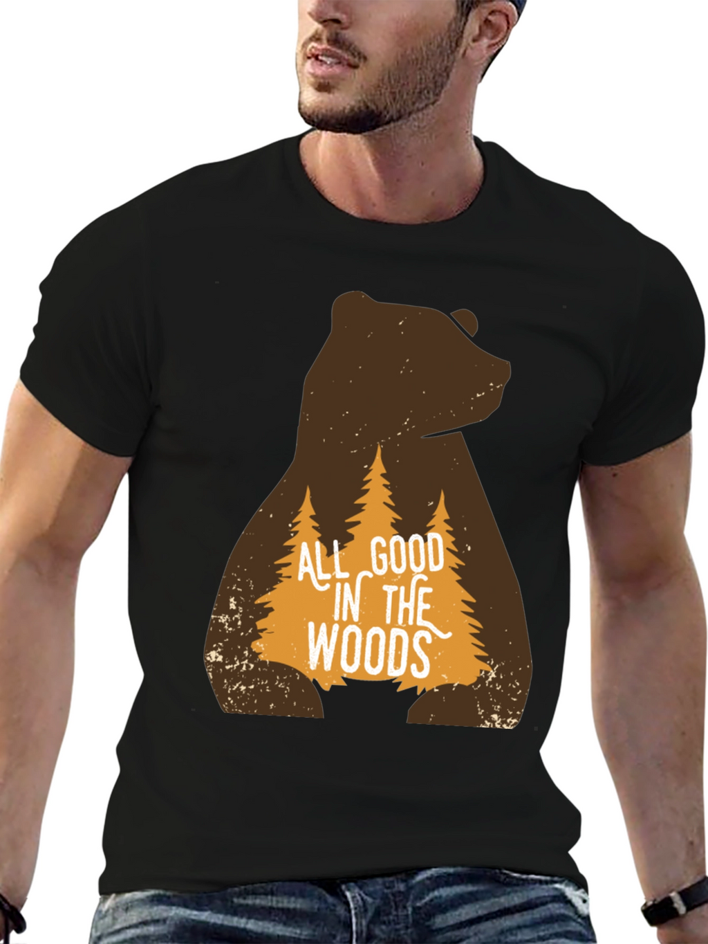 All Good in the Woods Bear Graphic T-Shirt