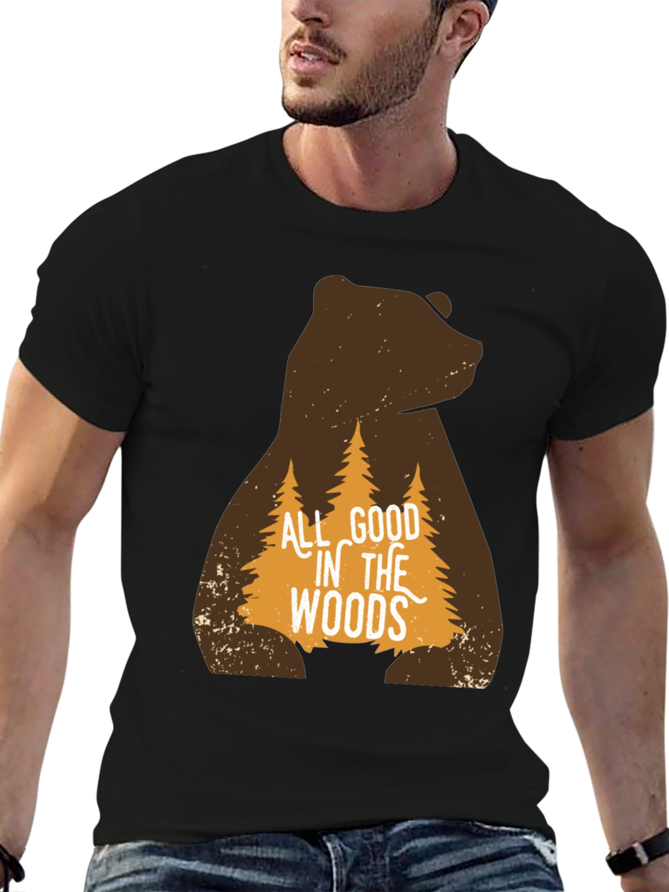 All Good in the Woods Bear Graphic T-Shirt