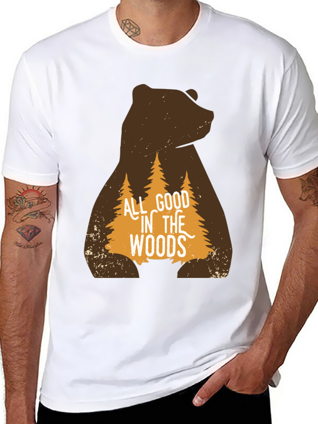All Good in the Woods Bear Graphic T-Shirt